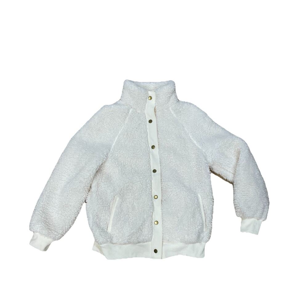 Merokeety Fuzzy Fleece Cardigan Jacket Cream/Off White Color Sz Small Soft Cozy